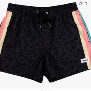 Duvin Black Leopard Print Swim Trunks